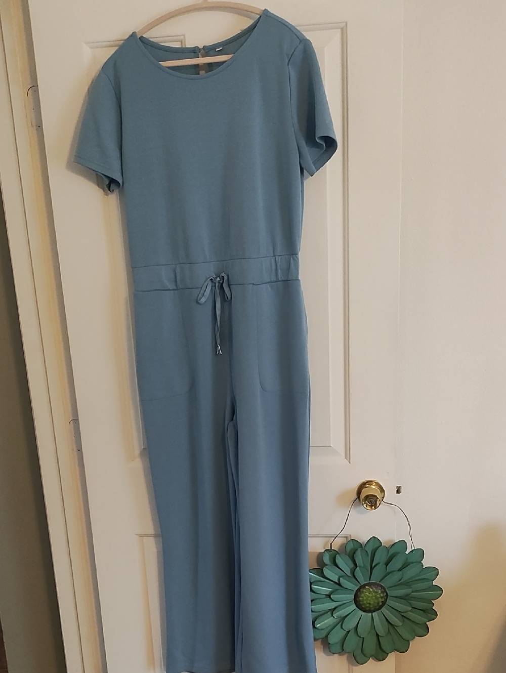 Unknown powder blue jumpsuit adjustable waist line